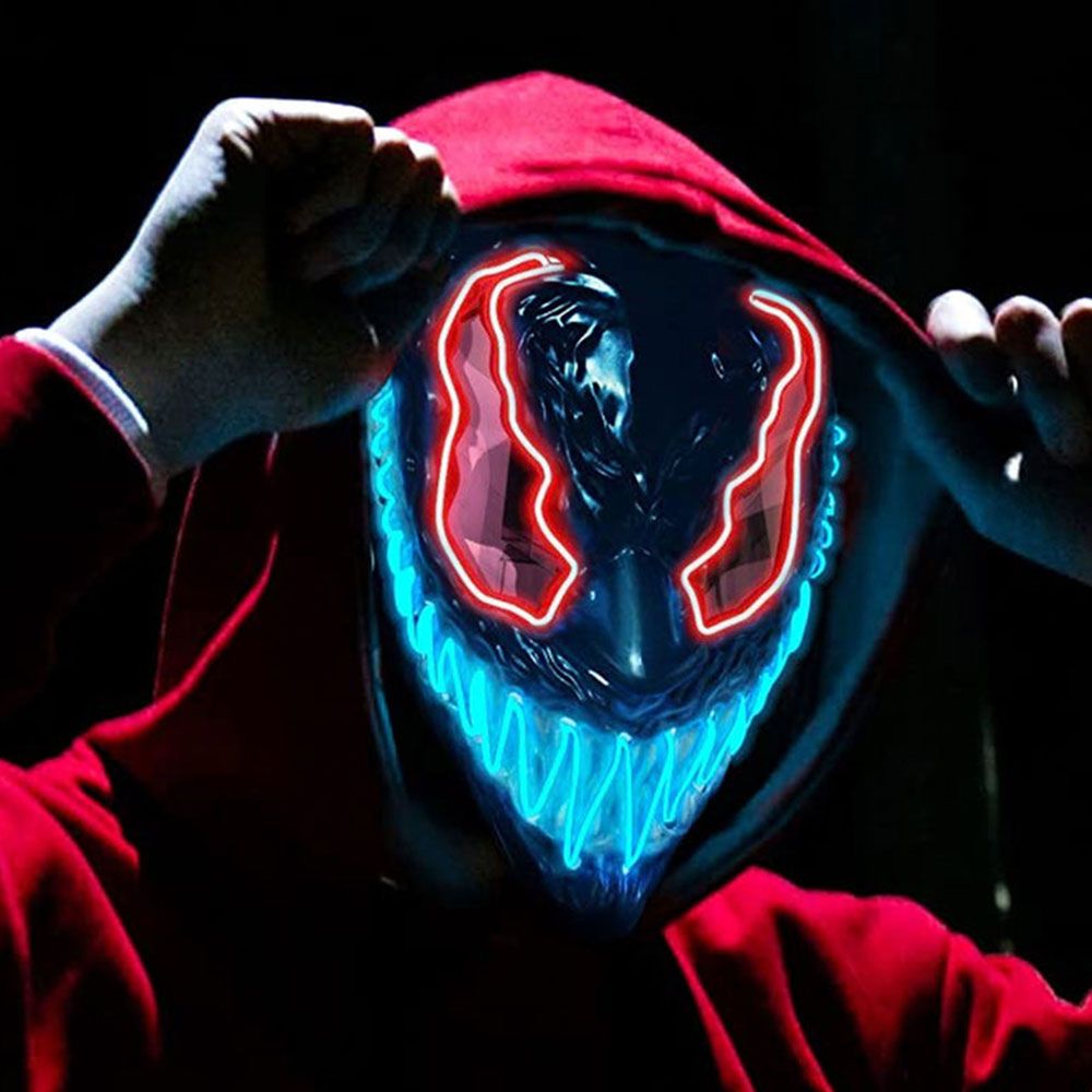 El Wire Djævel Rød/Blå LED Maske