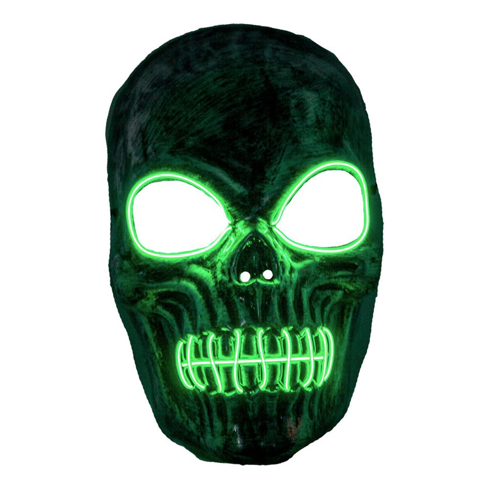 El Wire Skjelett Grønn LED Maske