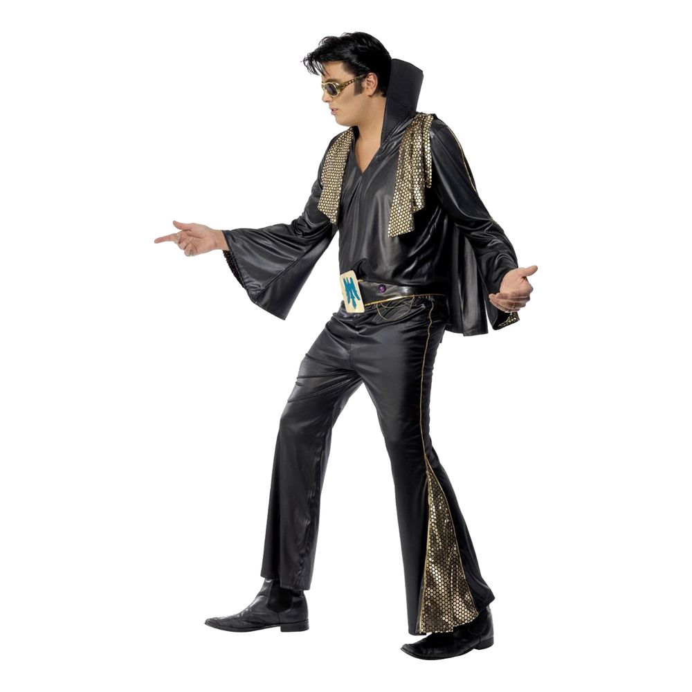Elvis Svart/Guld Maskeraddräkt