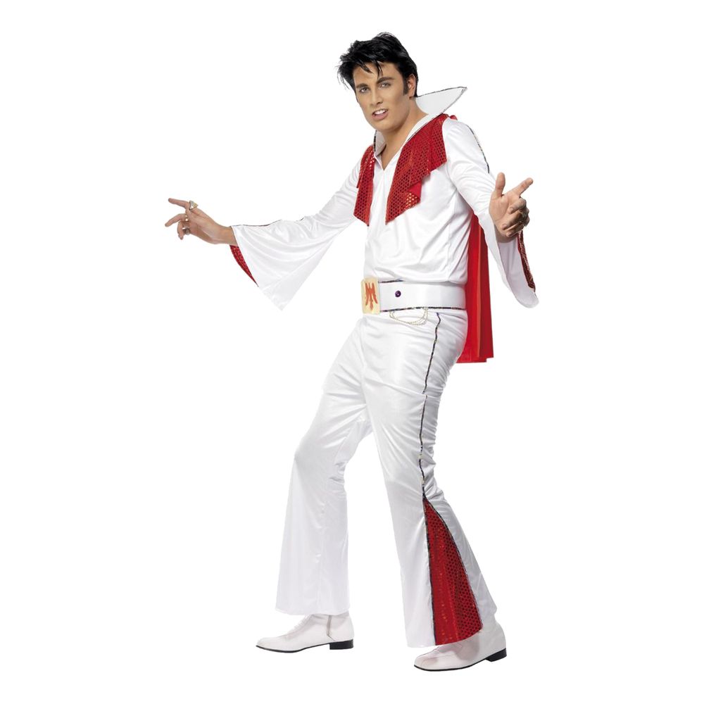Elvis Valkoinen/Punainen Naamiaisasu