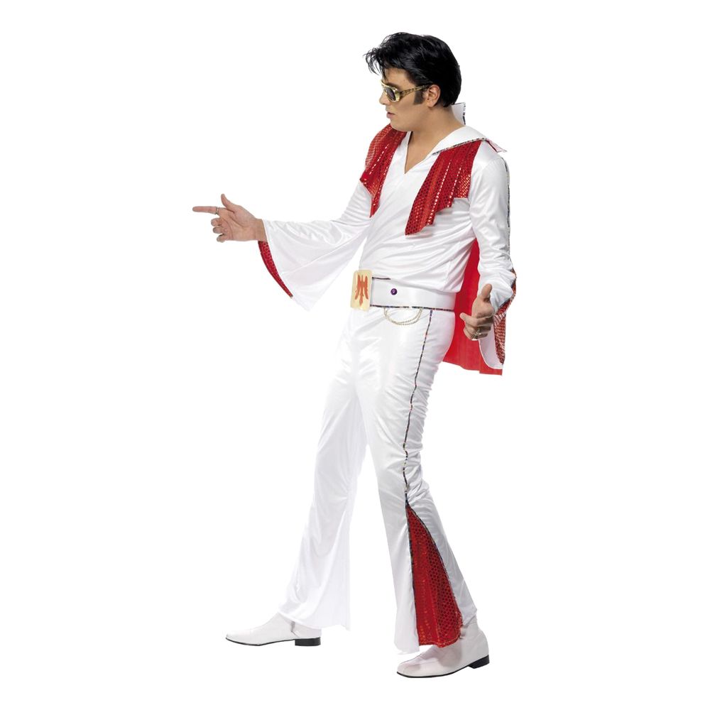 Elvis Valkoinen/Punainen Naamiaisasu