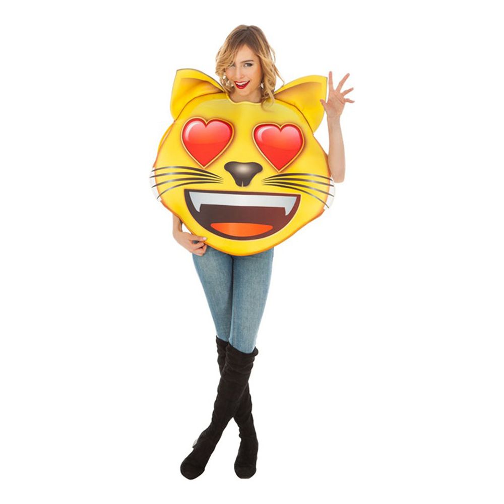 Emoji Katt med Hjerter Kostyme