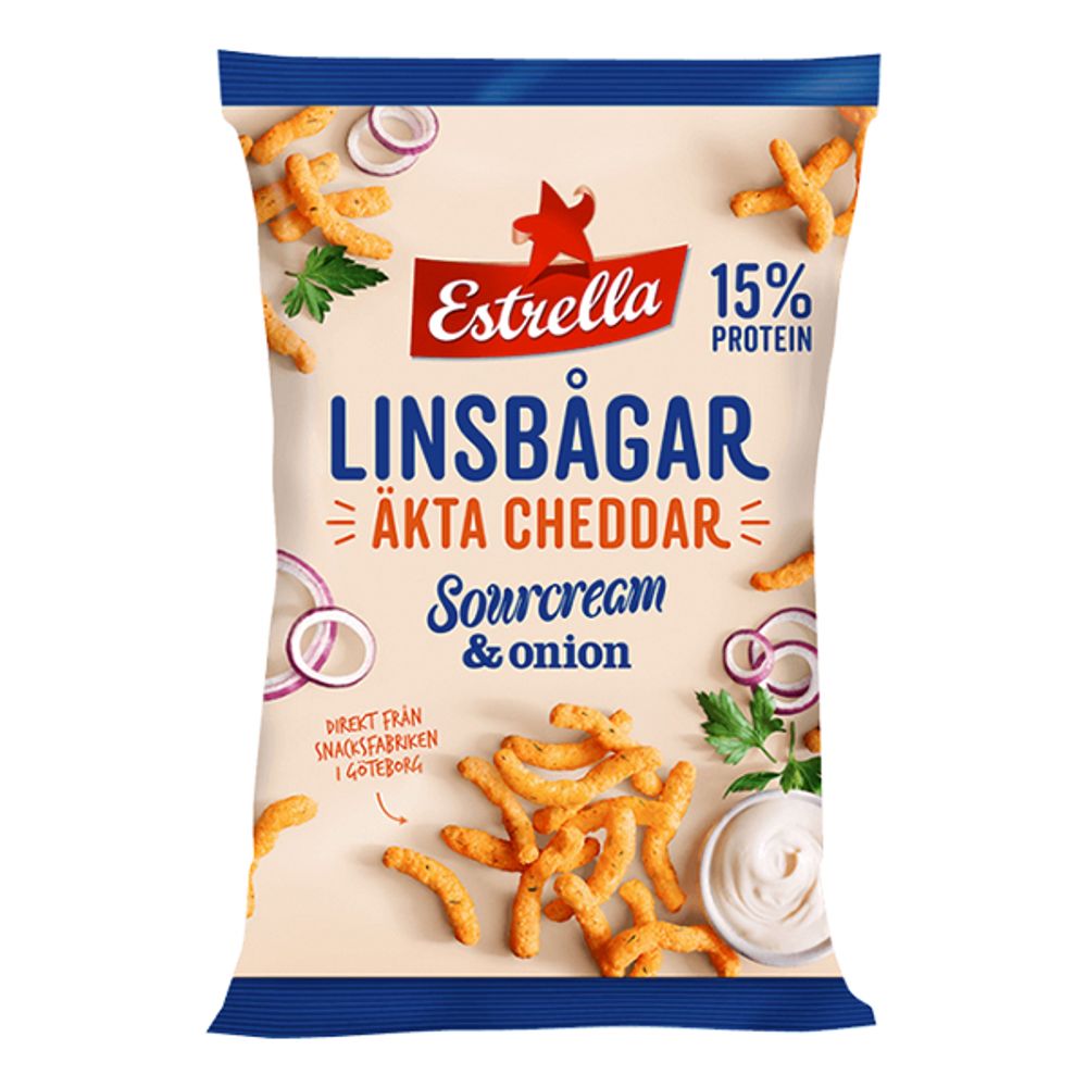 Estrella Linsbågar Cheddar, Sourcream & Onion