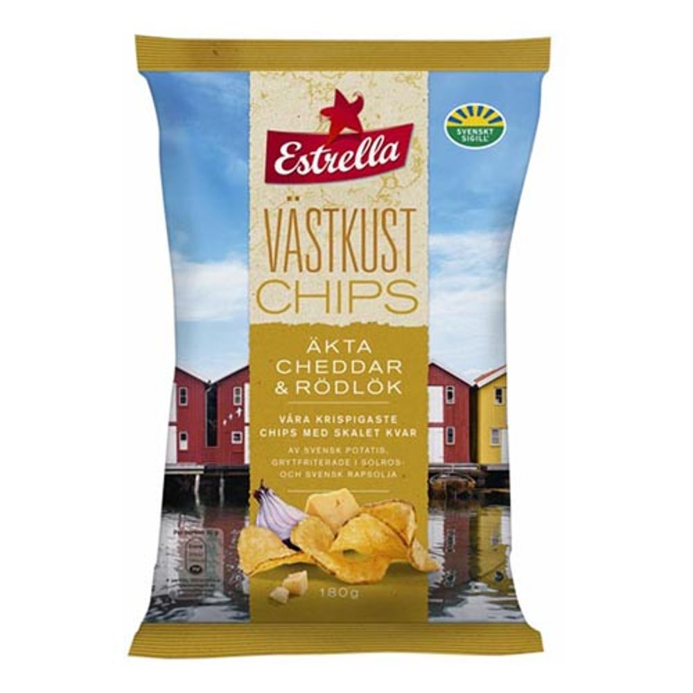 Estrella Västkustchips Cheddar & Rödlök