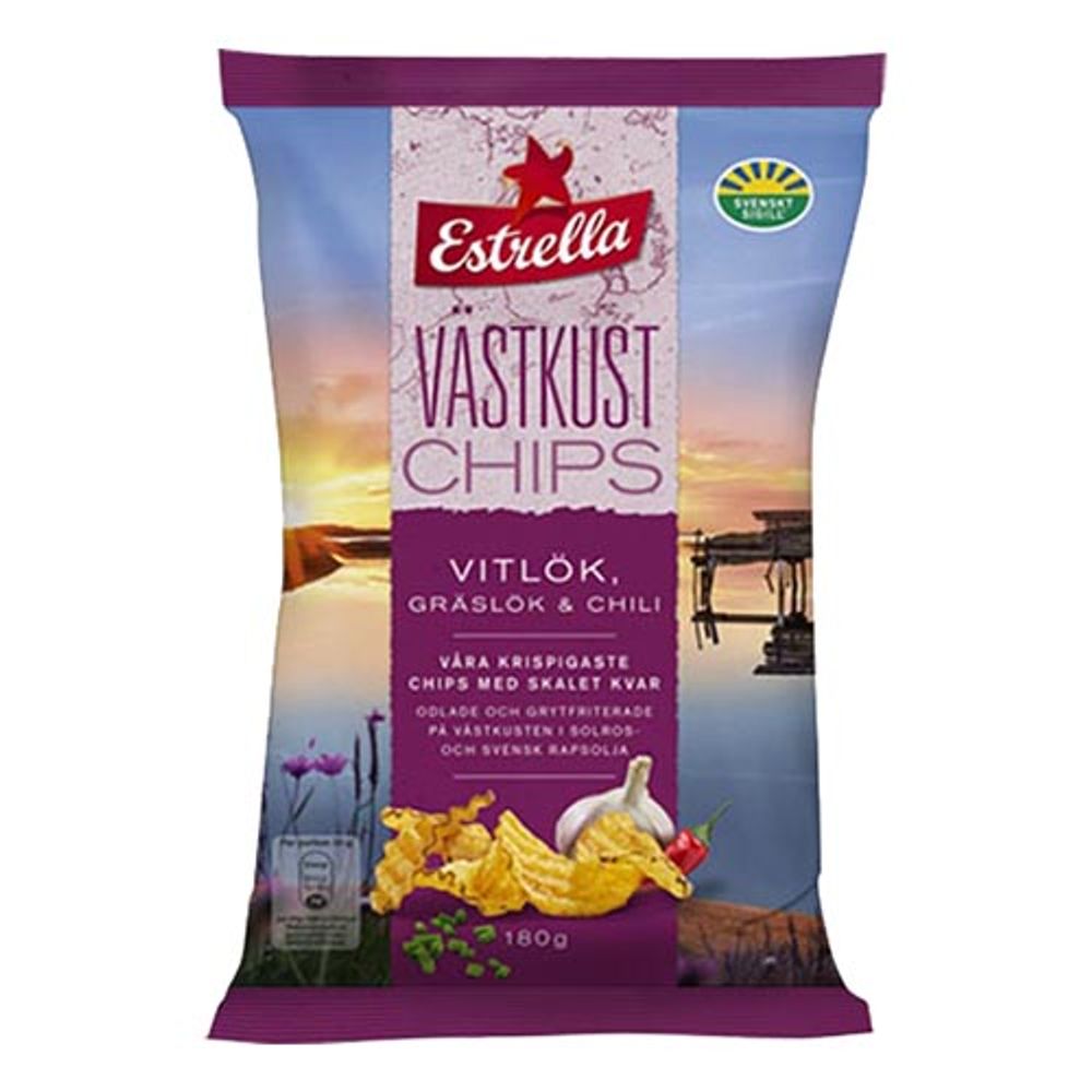 Estrella Västkustchips Hvidløg, Purløg & Chili
