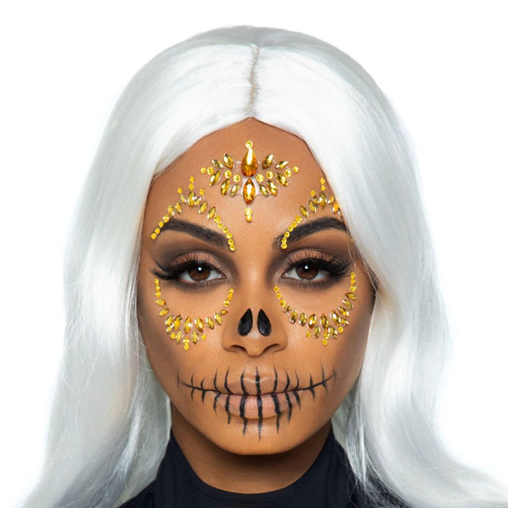 Ansiktssmycken Sugar Skull Guld Deluxe