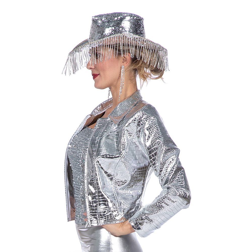 Festivaljakke Croco Silver Metallic