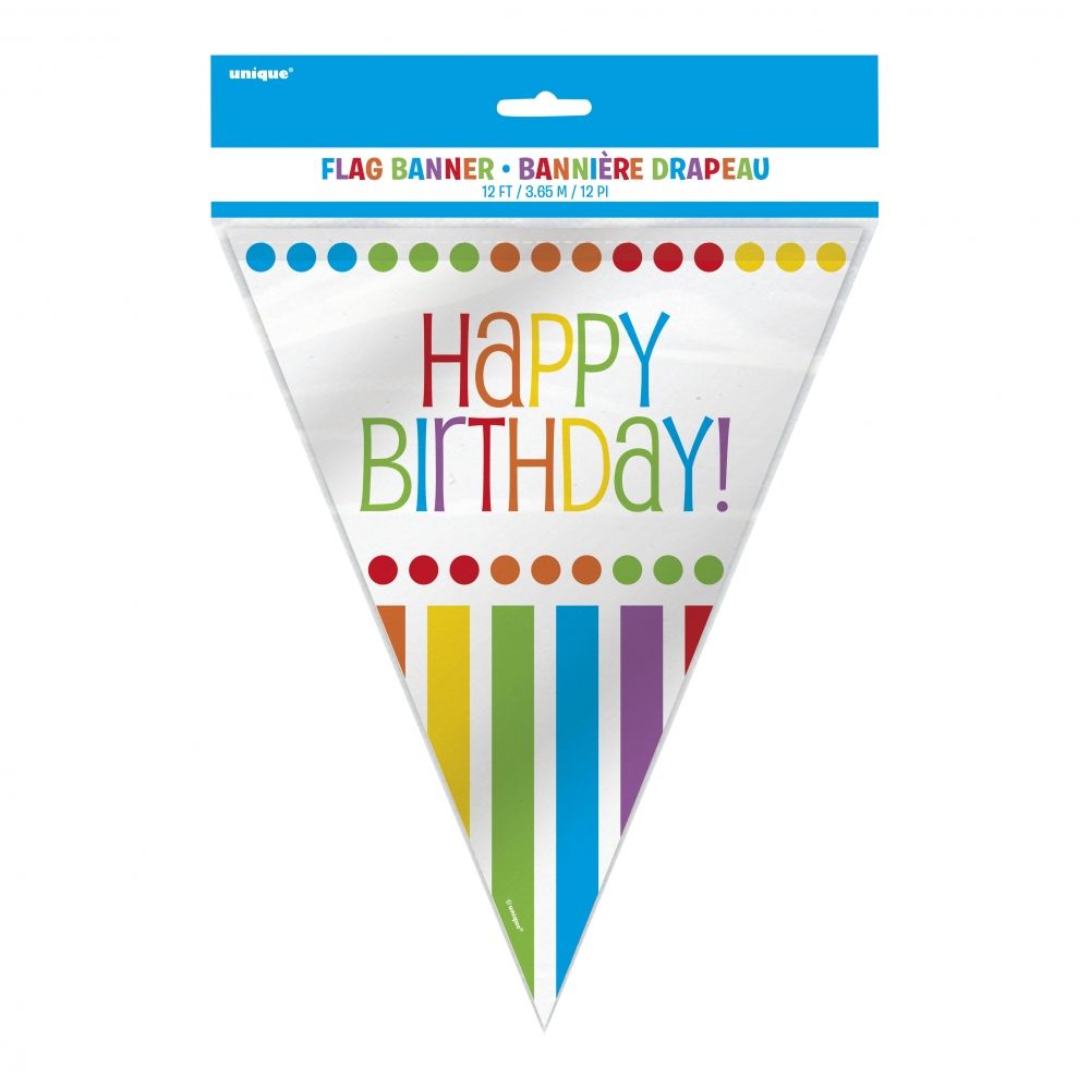 Flaggvimpel Happy Birthday Rainbow