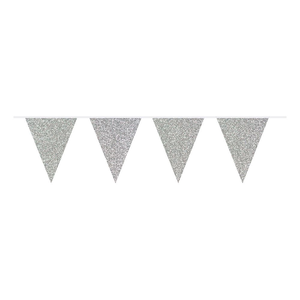 Flagguirlande Sølv Glitter