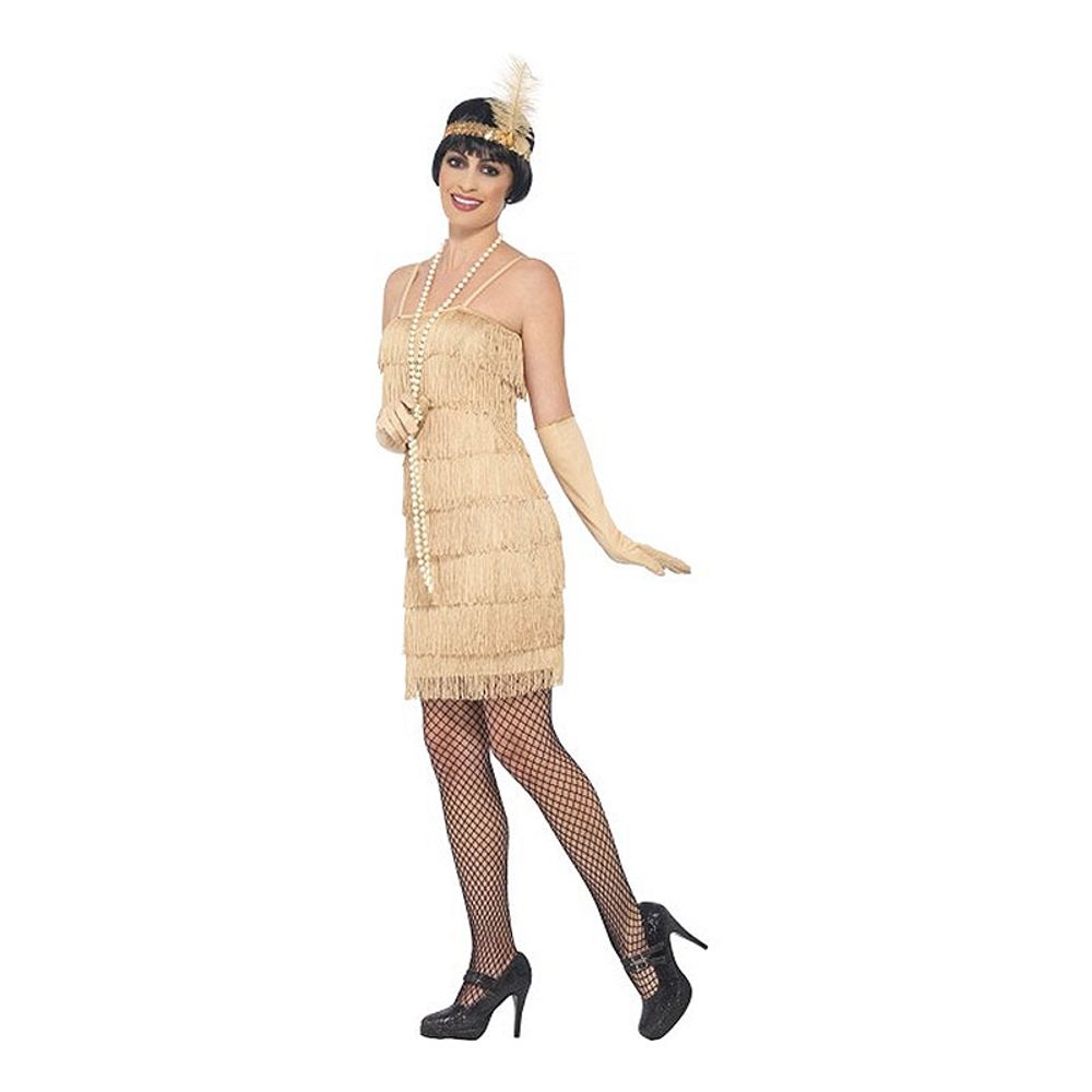 Flapper Gull Kort Kostyme