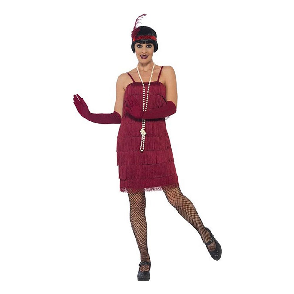 Flapper Mörkröd Kort Maskeraddräkt