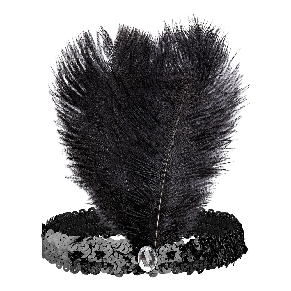 Flapper Pannband med Diamant Svart