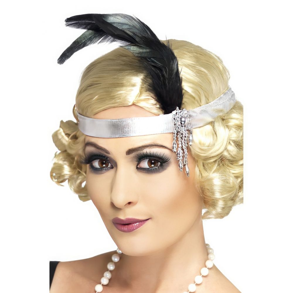 Flapper Pandebånd Sølv med Fjer