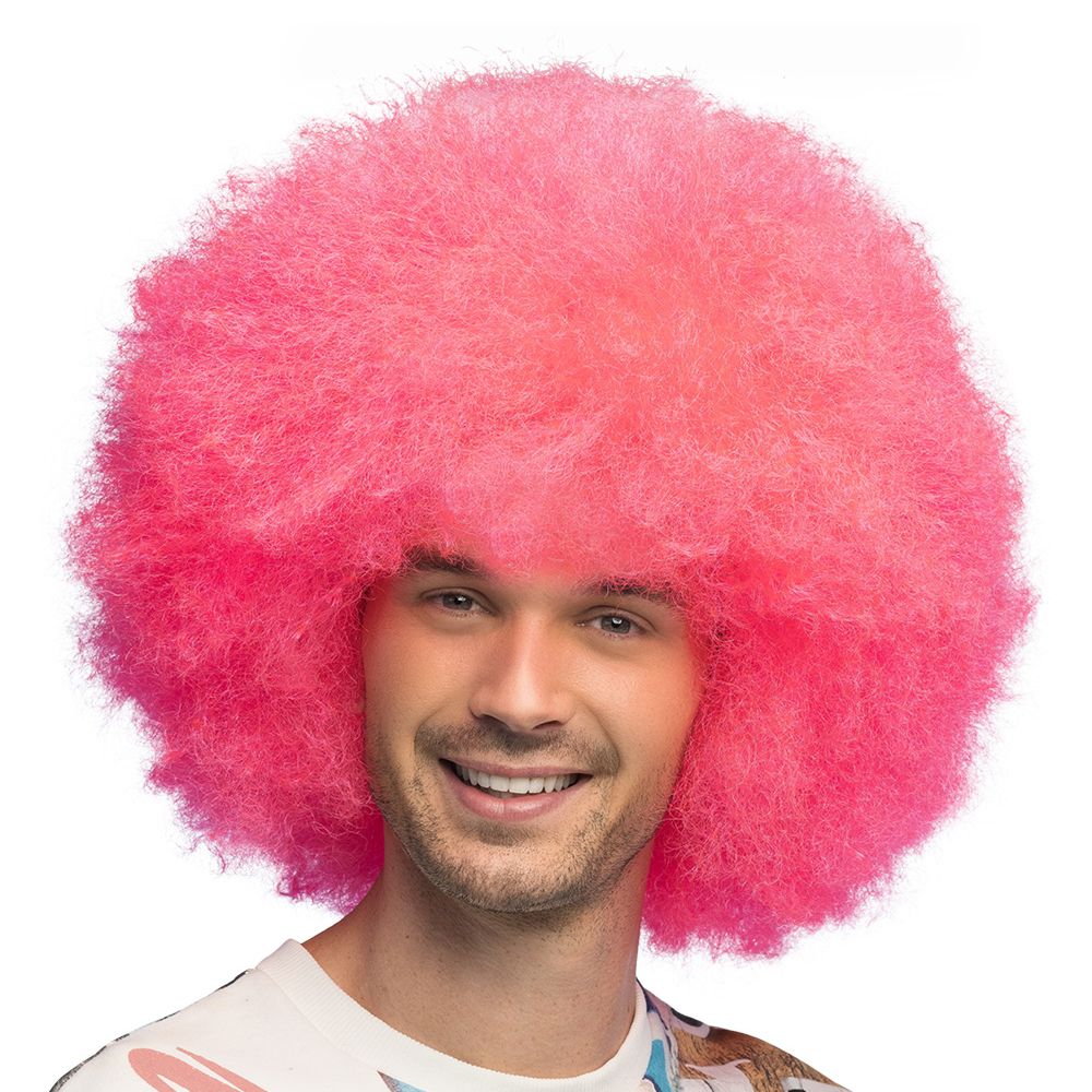 Fluffy Neonlyserød Paryk