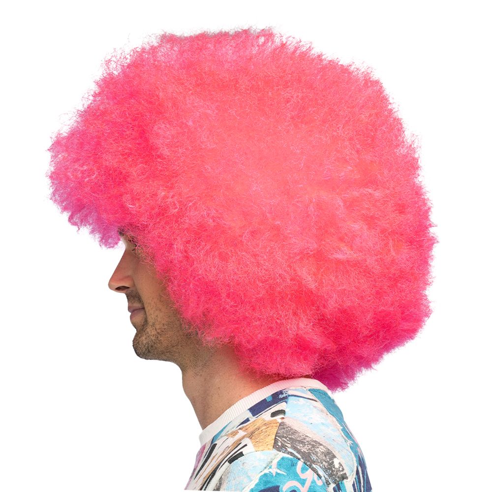 Fluffy Neonlyserød Paryk