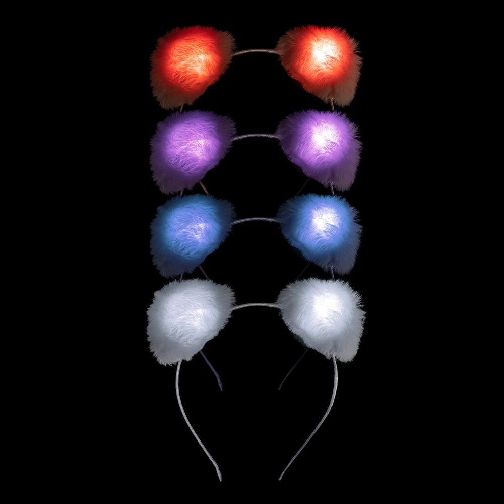Fluffigt LED Diadem med Öron
