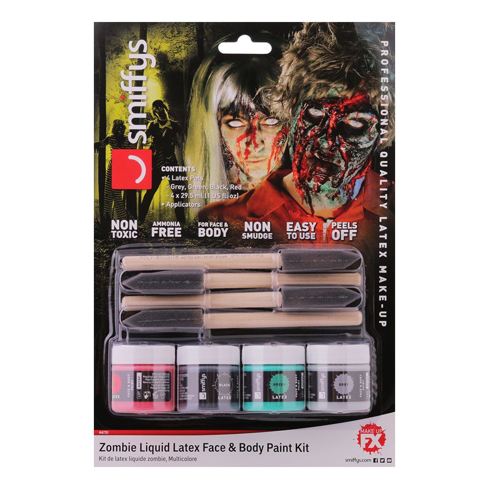 Flydende Latex Ansigts- & Kropsfarve Zombiesæt
