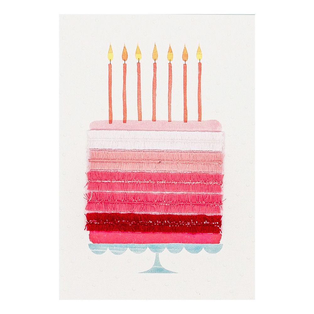 Bursdagskort Kake Rosa 3D