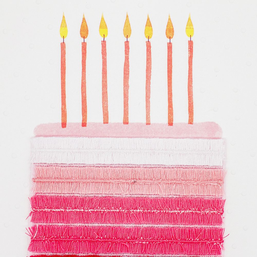 Bursdagskort Kake Rosa 3D