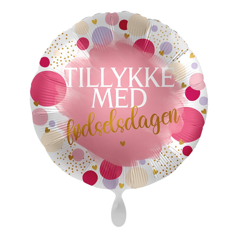 Folieballon Tillykke med Fødselsdagen Lyserød