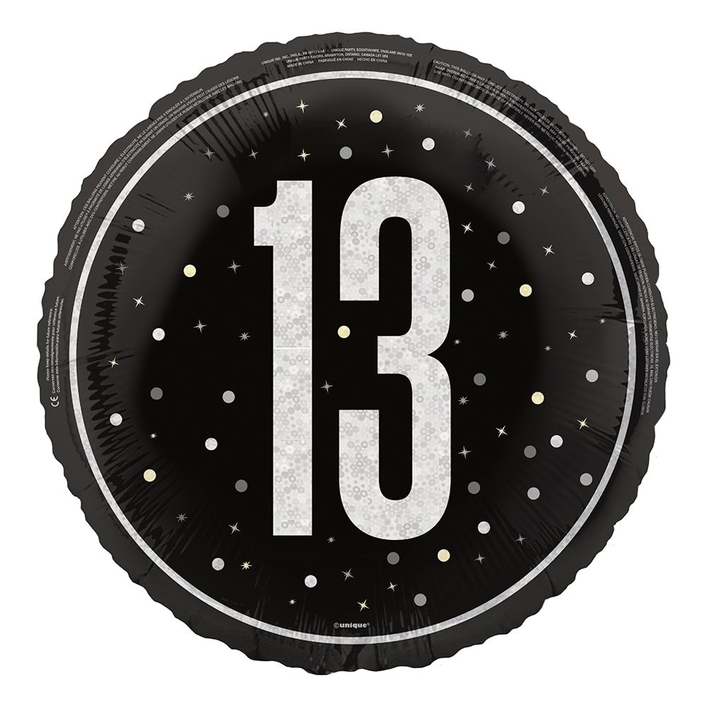 Folieballon 13 Sort/Sølv