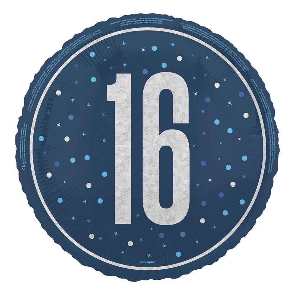 Folieballon 16 Blå/Sølv