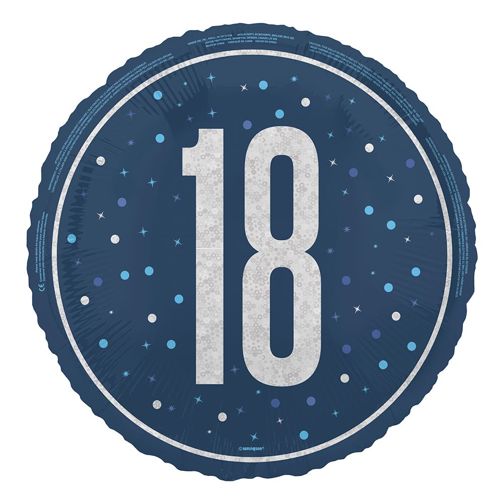 Folieballon 18 Blå/Sølv
