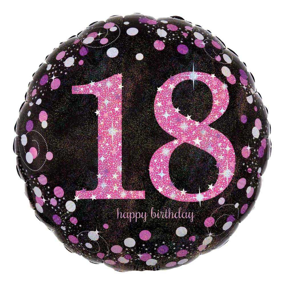 Folieballon 18 Happy Birthday Lyserød Sparkling