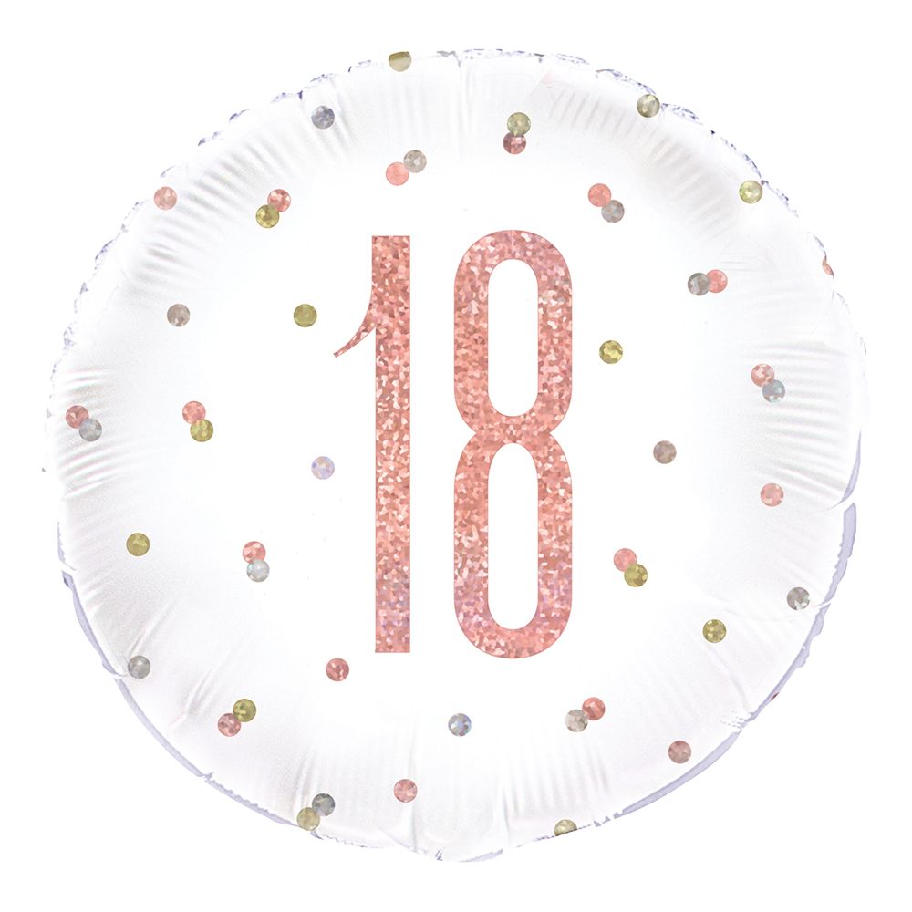 Folieballon 18 Hvid/Rosaguld Prikket
