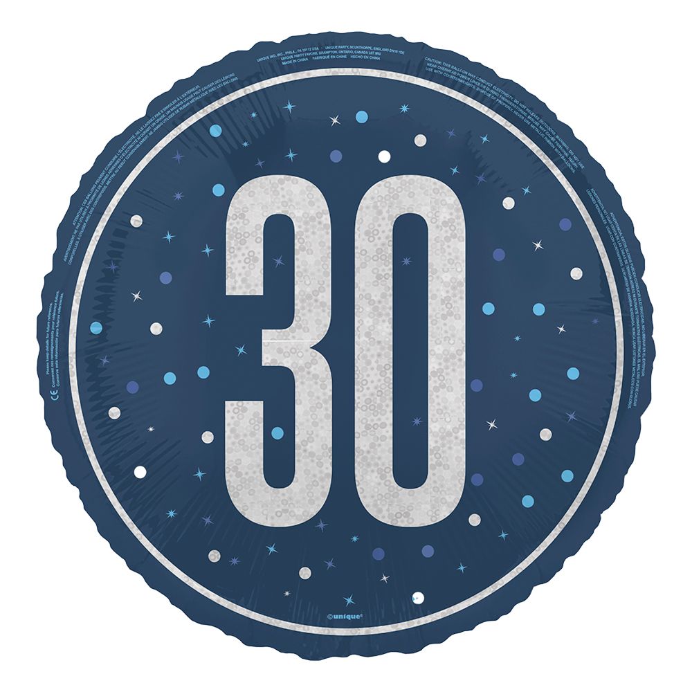 Folieballon 30 Blå/Sølv