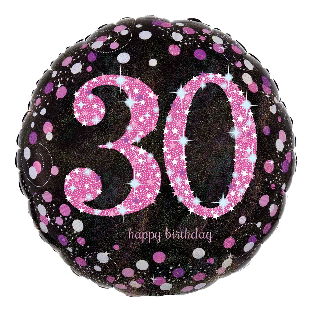 Folieballon 30 Happy Birthday Lyserød Sparkling