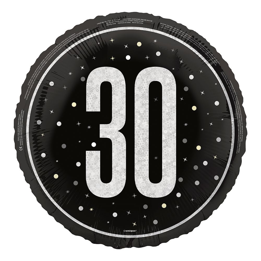 Folieballon 30 Sort/Sølv