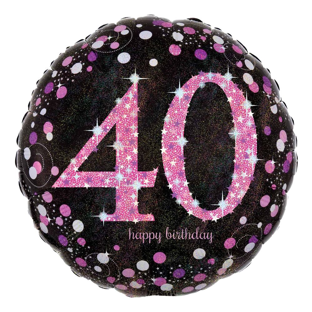 Folieballon 40 Happy Birthday Lyserød Sparkling