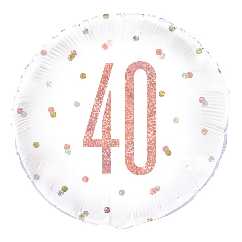 Folieballon 40 Hvid/Rosaguld Prikket
