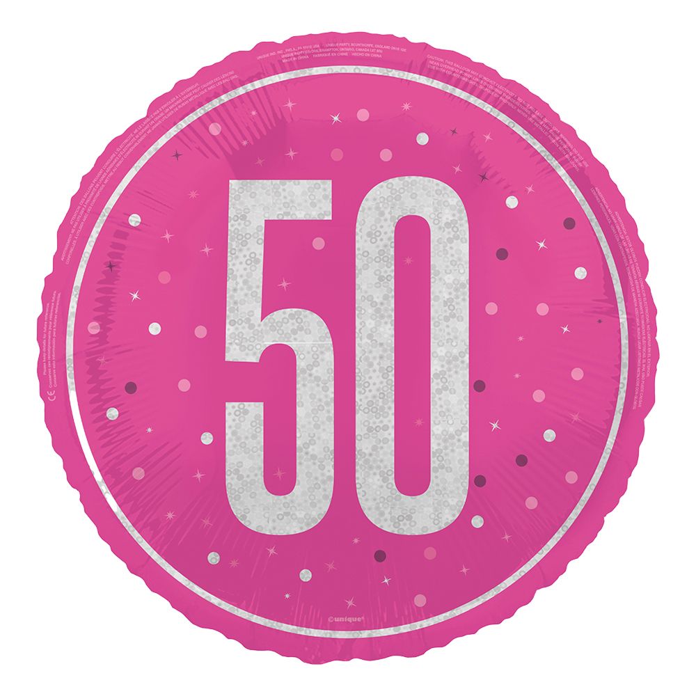 Folieballon 50 Lyserød/Sølv