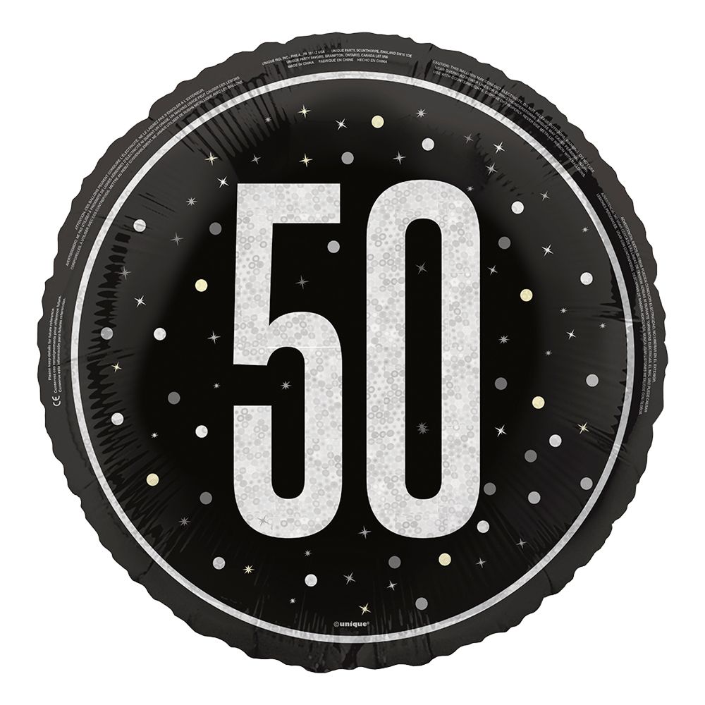 Folieballon 50 Sort/Sølv