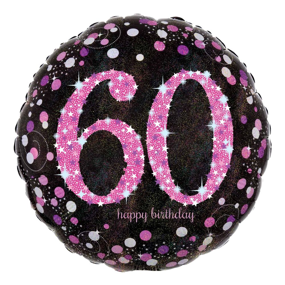 Folieballon 60 Happy Birthday Lyserød Sparkling