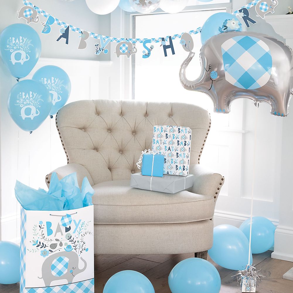 Folieballong Baby Shower Blå Elefant