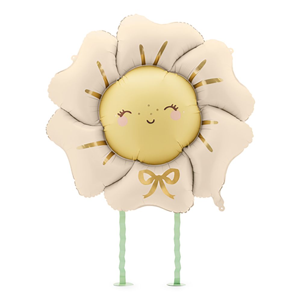 Folieballon Blomst med Ben Beige