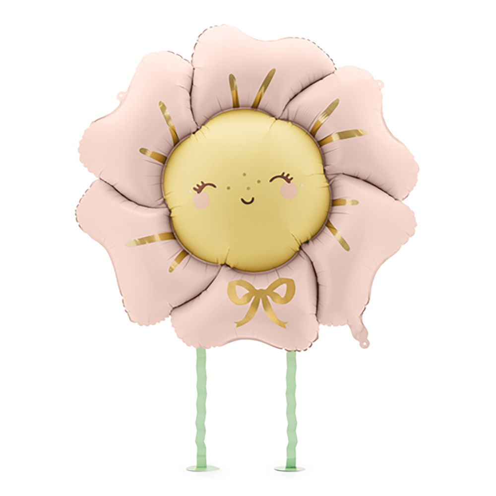 Folieballon Blomst med Ben Lyserød