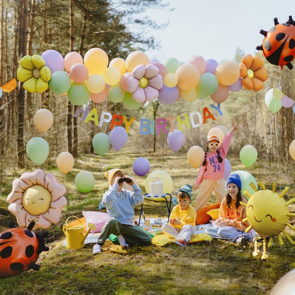 Folieballon Blomst med Ben Lyserød