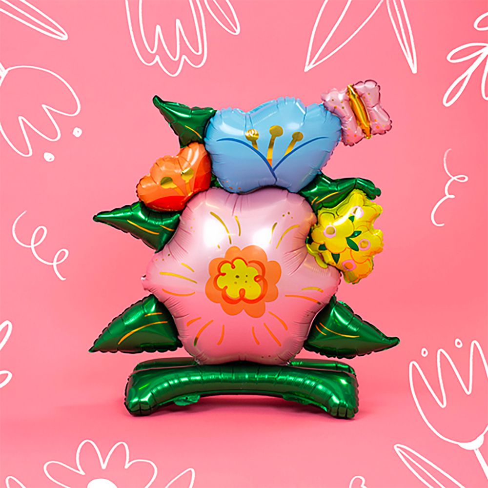 Folieballon Blomster med Base