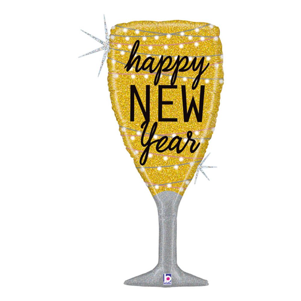 Folieballong Champagneglass Happy New Year