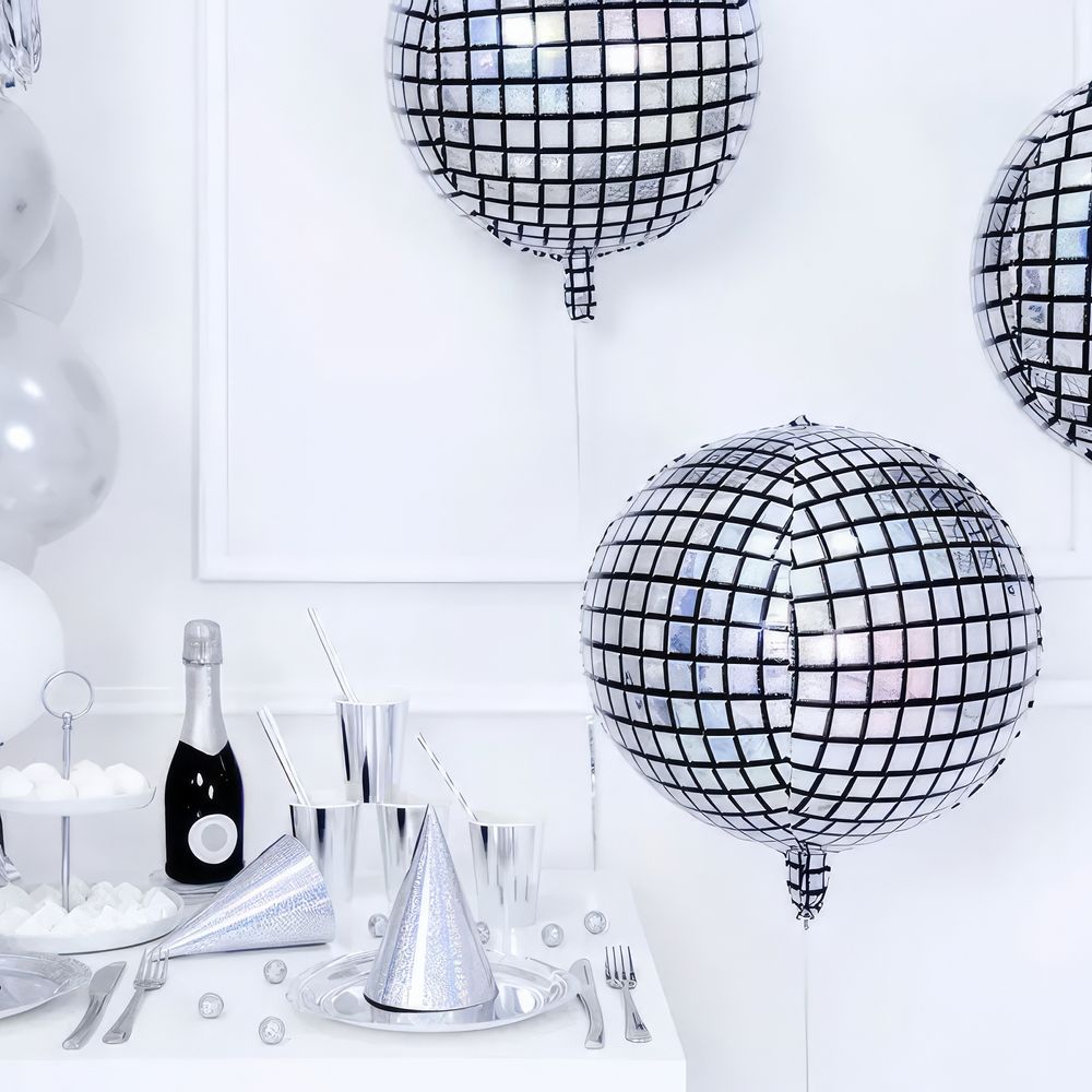 Folieballong Discokule Sølv Holografisk
