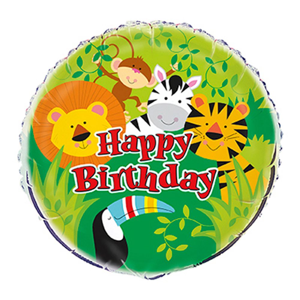 Folioilmapallo Viidakon Eläimet Happy Birthday