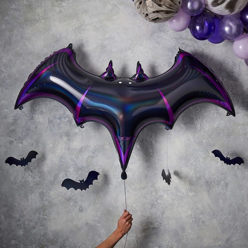 Folieballong Flaggermus Svart Metallic