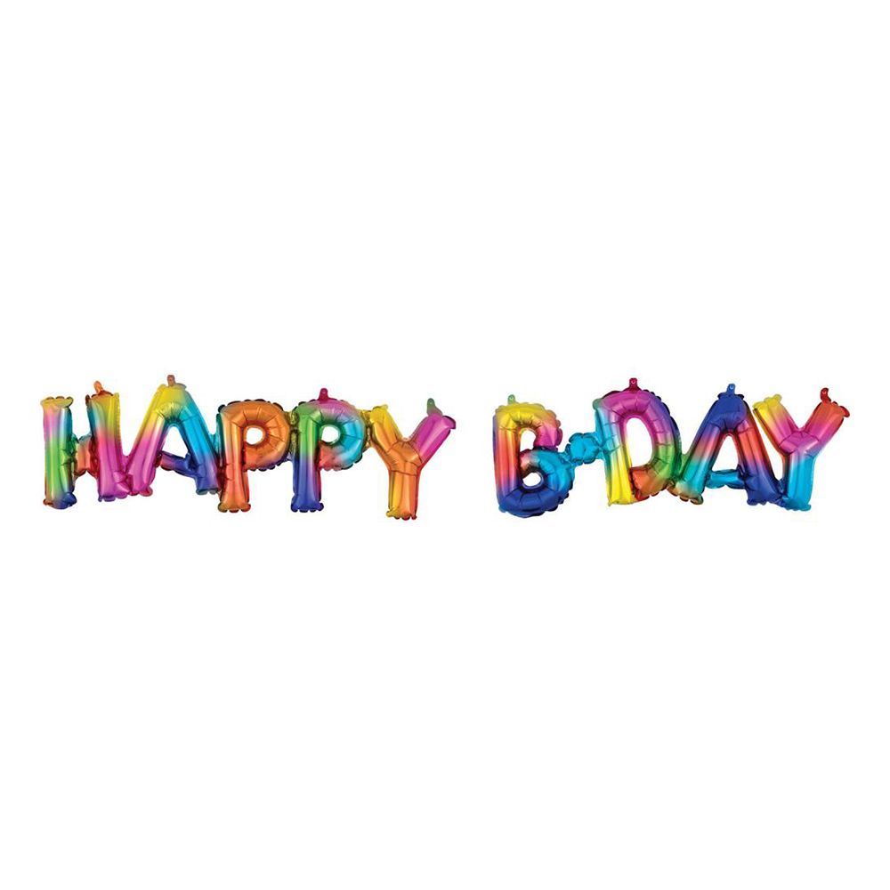 Ilmapalloviirinauha Happy B-Day Sateenkaari