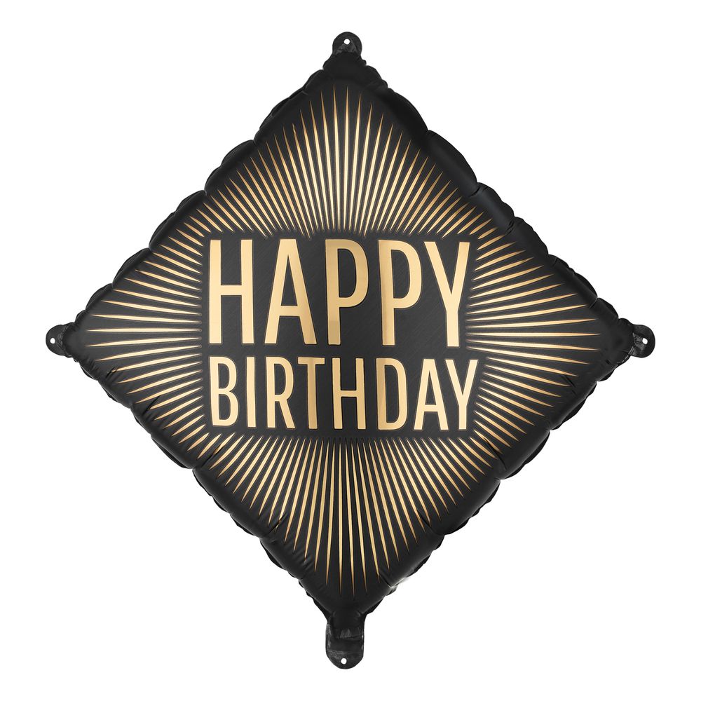 Happy Birthday -folioilmapallo Musta/Kulta