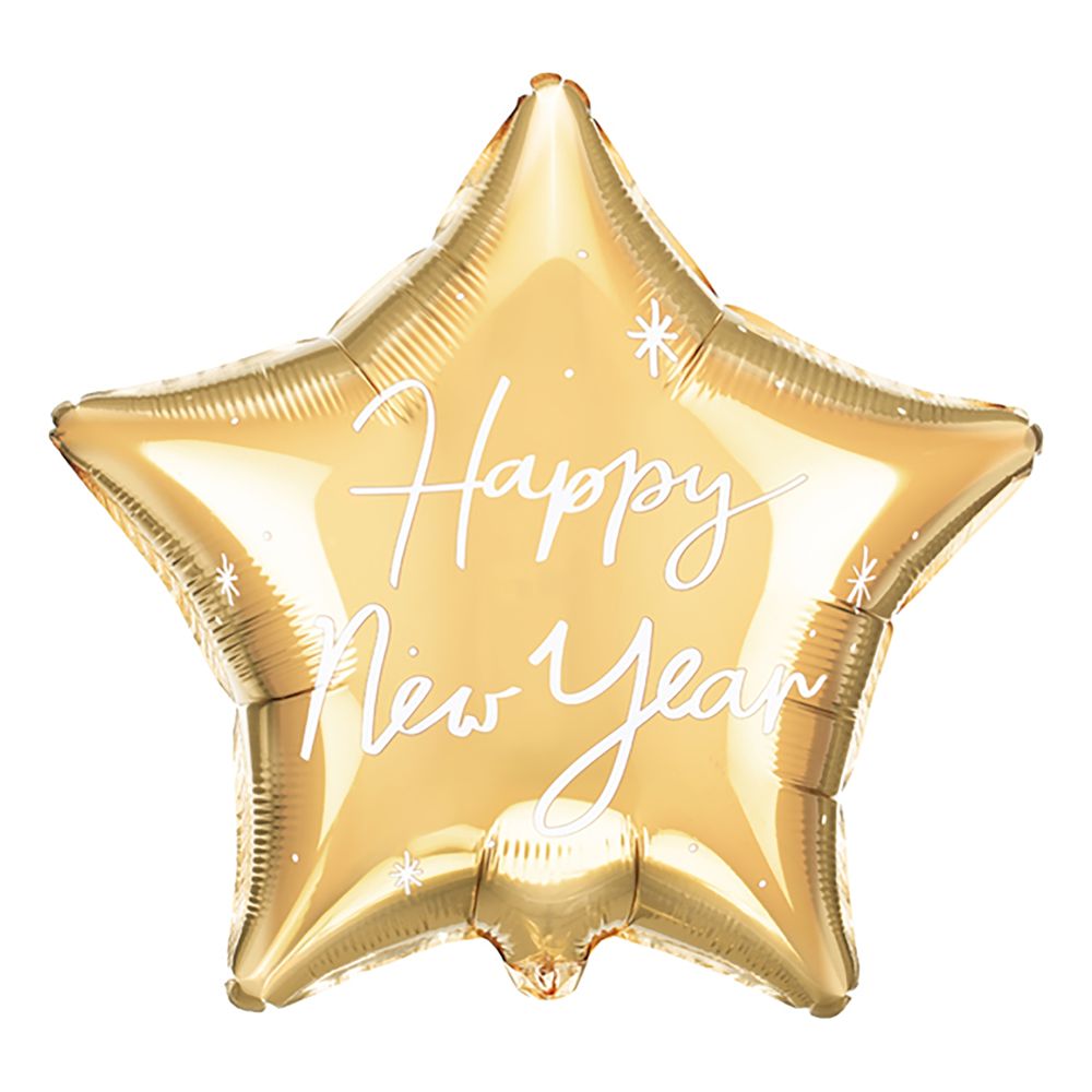Folieballon Happy New Year Guld Stjerne
