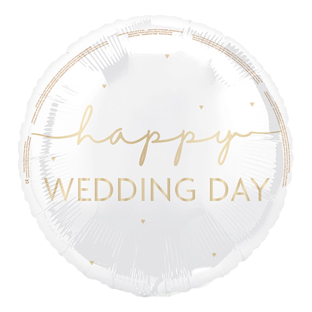Folieballon Happy Wedding Day Hvid